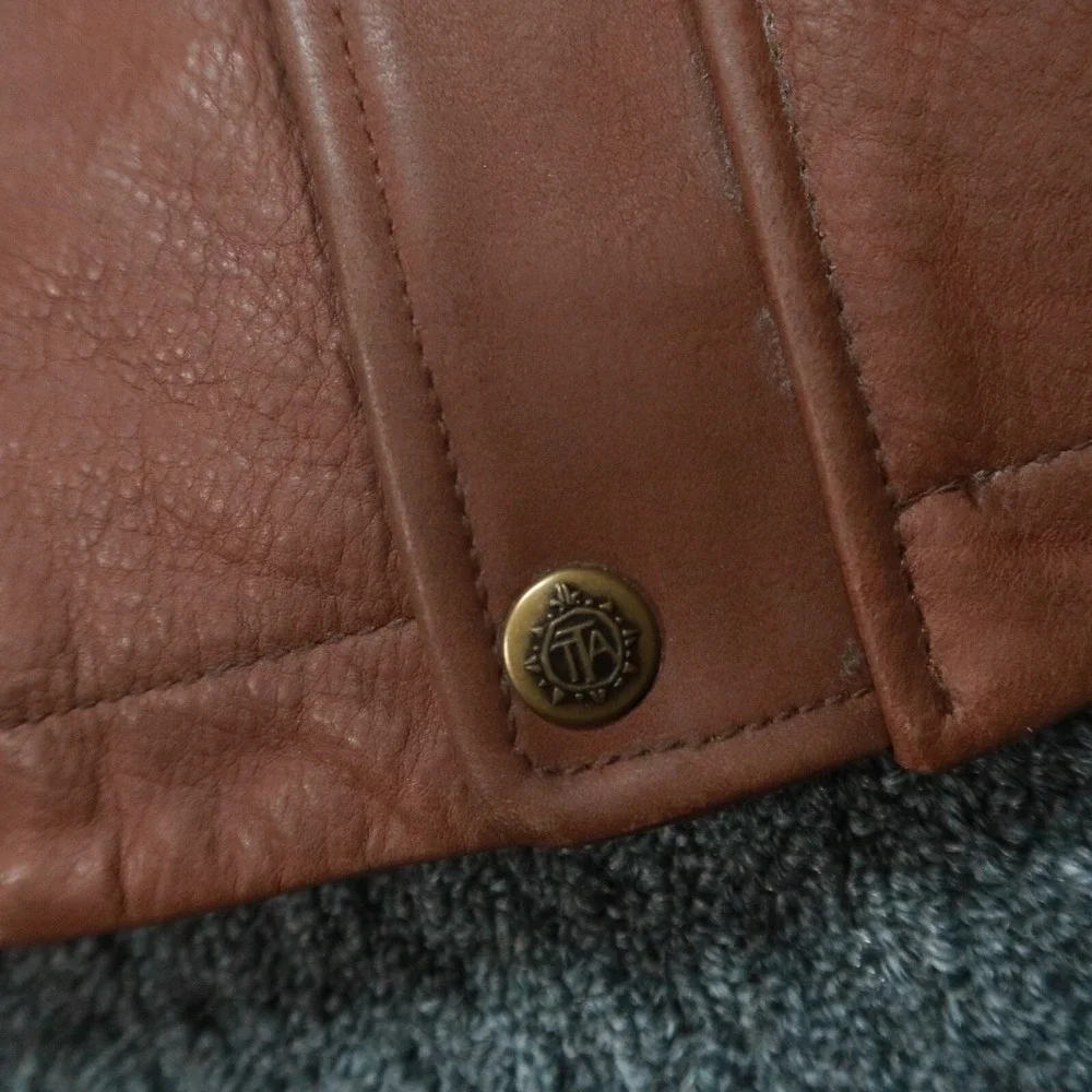 Territory Ahead Jacket Mens Extra Large Brown Leather Quilt Lined Full‎ Zip Snap
